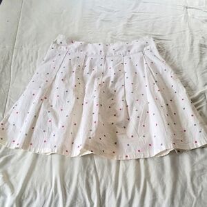 Lush Pleated White Skirt With Purple & Pink Polka Dots, Size: L